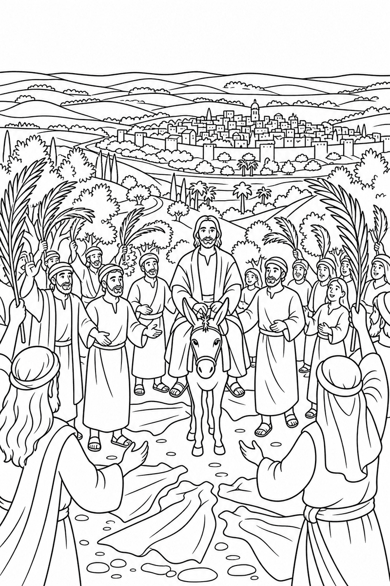 The Triumphal Entry coloring page 2