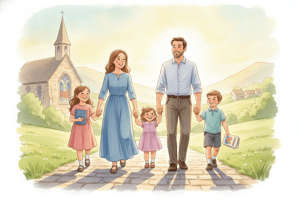 This Week: Walk, Listen, Read, Go to Mass, Tell — illustration for BibleHeroes blog
